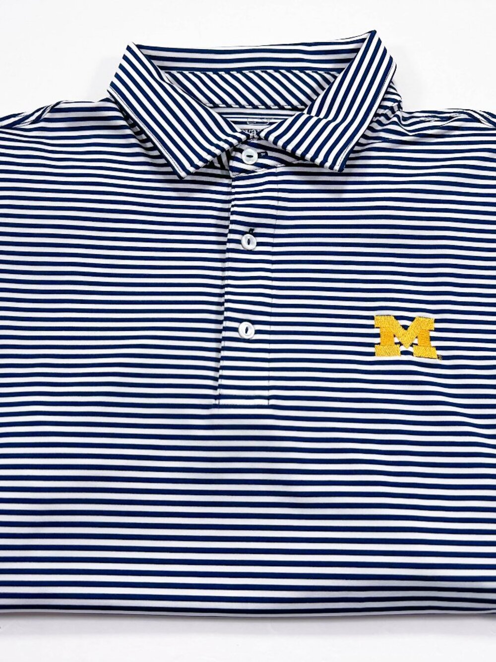 Vineyard Vines Performance XL Navy Blue White Stripe Michigan Wolverines Polo